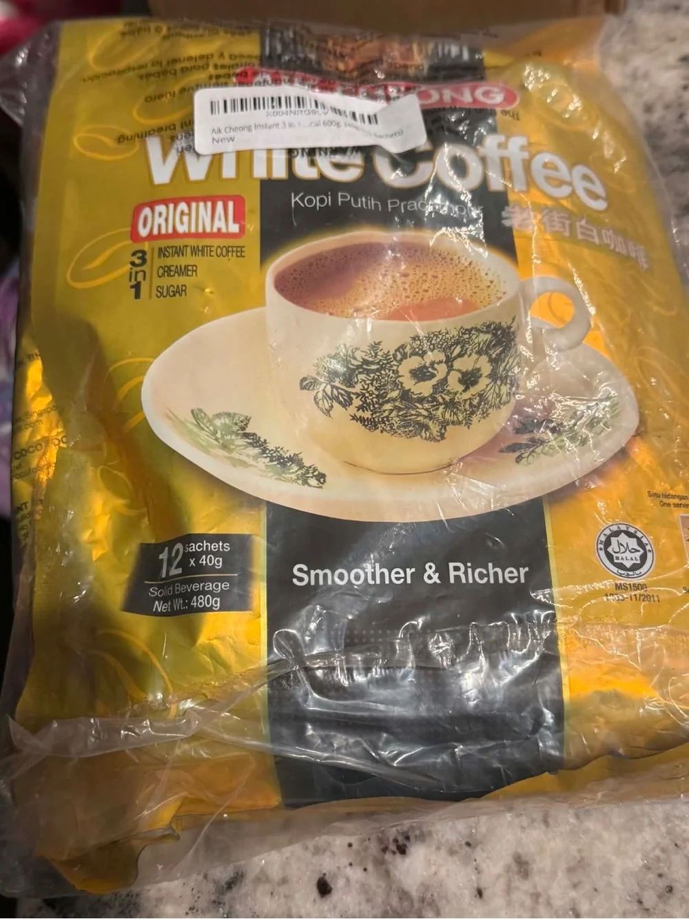 Aik Cheong White Coffee 3-in-1 Original - Gold Packaging